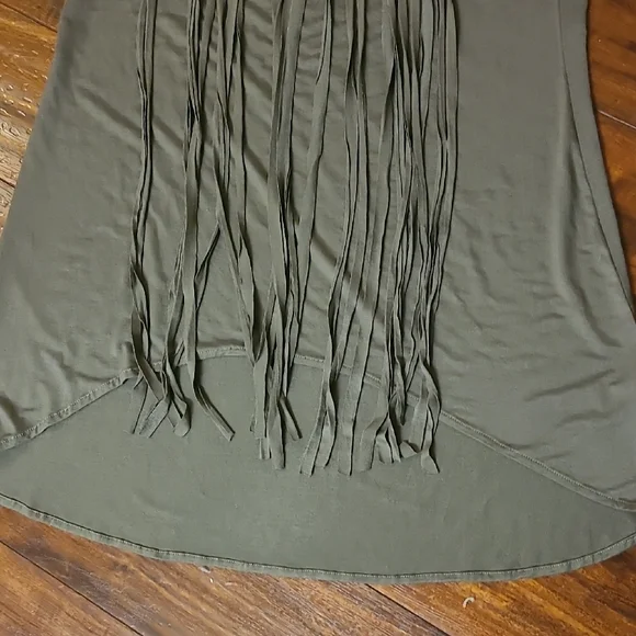 Olive Green Halter Fringe Top - Picture 3 of 8